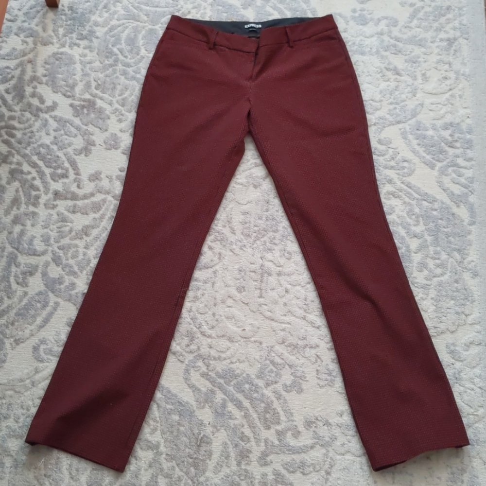 Express Red and Black Checked Columnist Pant Sz 8
